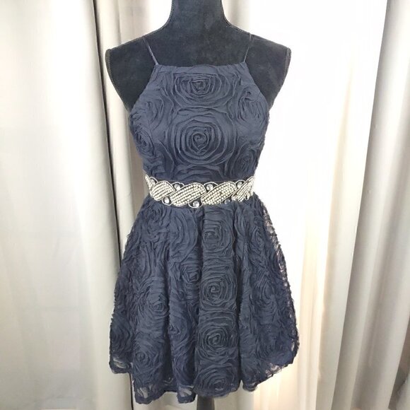 Trixxi Dresses & Skirts - Trixxi Halter Look Rhinestone Embellished Blue Formal/Prom/Wedding Dress Size 1
